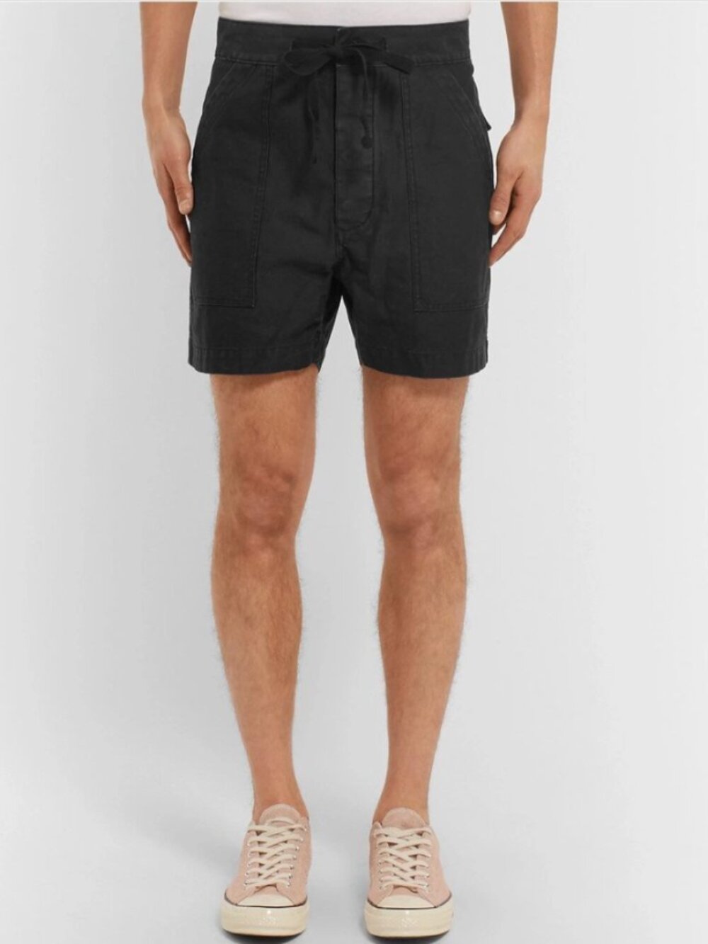 Chimala Washed-Cotton Drawstring Shorts Black/Gray Medium